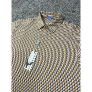 NWT GenTeal Driftwood Stripe Polo Men's Medium Rodeo Yellow Red White Blue